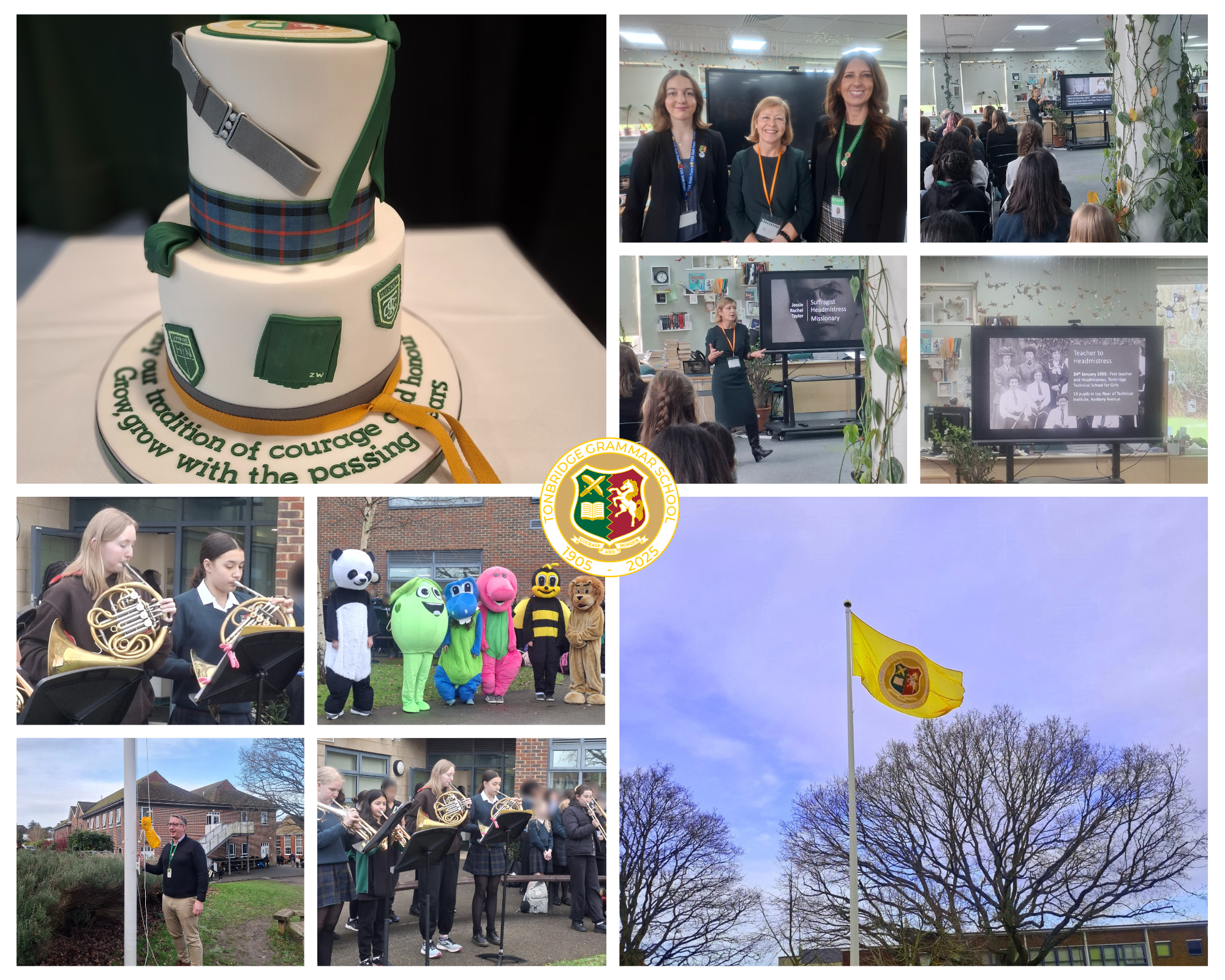 TGS staff and students celebrating Tonbridge Grammar School's 120th anniversary